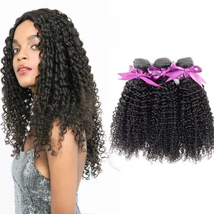 Tissage de cheveux humains crépus et bouclés, tissage indienne, 100 de cheveux humains, 10 à 30 pouces, bon marché, vente en gros