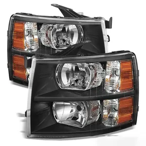 USA In Stock Headlights Headlamps 08 09 10 11 for Black 2007-2013 Chevy Silverado 1500 2500 3500