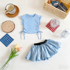 Nuovo Arrivo: Set Moda per Bambine con <span class=keywords><strong>T</strong></span>-<span class=keywords><strong>Shirt</strong></span> e Gonna a Balze, Motivo Floreale Fresco, Completo Casual Dolce e Grazioso in 2 Pezzi per Bambine - Product Image 6