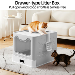 Bac à litière pour chat avec tiroir coulissant, entièrement fermé, anti-odeurs, facile à nettoyer, livraison rapide UE (stock Pologne) - Product Image 2