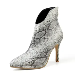 Miniq-bottes à talons hauts avec fermeture éclair, serpentine, pu, bottines pour femmes, à la mode, 2020