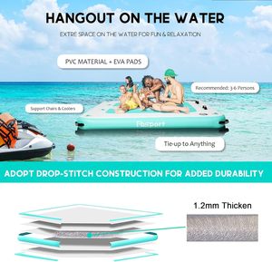 Vente flash : Radeau gonflable antidérapant en <span class=keywords><strong>PVC</strong></span> pour adultes, pour piscine, plage, lac ou océan, avec échelle de piscine - Product Image 2