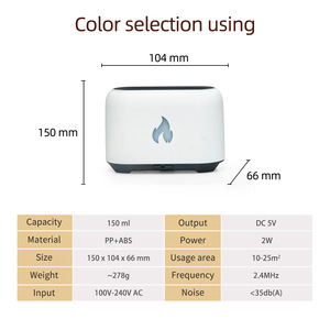 Ultrasonik Aroma Nemlendirici Gerçekçi Simüle Alev 7 Ayarlanabilir <span class=keywords><strong>LED</strong></span> Renk USB Güçlü Otel Araba Hava Ferahlatıcısı 1 Yıl Garantili - Product Image 6