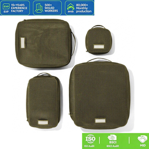 Lot de 4 cubes de rangement pliables légers grande capacité en polyester avec fermeture éclair et poignée souple, unisexe, pour bagages de <span class=keywords><strong>voyage</strong></span> - Product Image 1