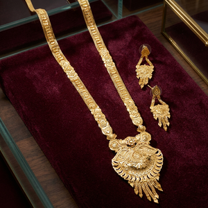 Wholesale Fashion 14K 18K 24K Gold Plated Jewelry Forming <b>Long</b> <b>Necklaces</b> Floral Design Indian Jewelry Brass Gold Filled Jewelry - Product Image 2
