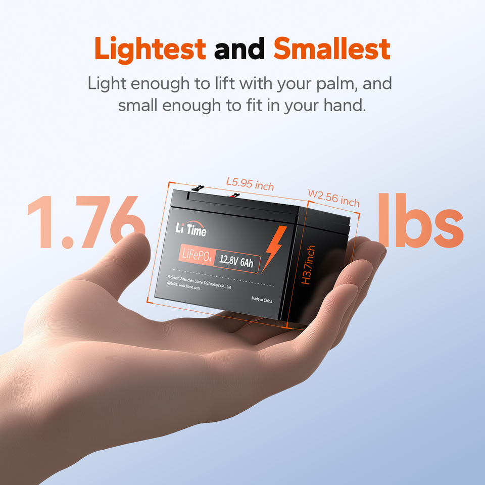 12V 6Ah LiFePO4 Lithium Battery IP65 Waterproof 76.8Wh with 4000+ Cycles for Fish Finders LED Lights Portable Devices
