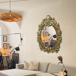 Ý cổ điển thời trang tường trang trí bằng gỗ Hoàng Gia vàng sang trọng Tay Chạm Khắc Gỗ Tếch gỗ khung gương - Product Image 1