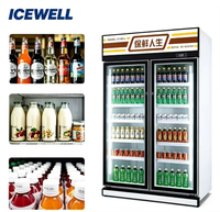 Réfrigérateur commercial vertical à double porte CE pour boissons et lait, équipement de réfrigération pour supermarchés