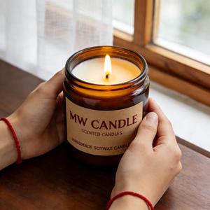 MW CANDLE Handmade Soy Wax Scented Candle <b>Amber</b> <b>Glass</b> <b>Jar</b> Minimalist Style Aromatherapy Home Decoration - Product Image 1