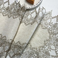Nappe de table rectangulaire moderne en polyester et lin, personnalisable, écologique, avec broderie florale et dentelle tissée, élégante pour la maison et l'hôtel