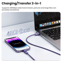 Câble intelligent Toocki A-L transparent, arrêt automatique, charge rapide avec puce de sécurité intelligente et longueur réglable pour iPhone