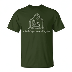 Camiseta navideña cristiana A Thrill Of Hope Nativity para adultos, unisex, verde - Product Image 2