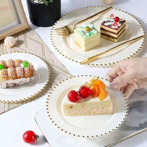White Plastic Dinnerware with Gold Rim 10.5 Inch Dinner <b>Plates</b> 7.5 Inch Dessert <b>Plates</b> Wholesale Bulk for Event Planners - Product Image 6
