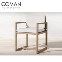 Fauteuil en bois de teck de style nordique moderne avec accoudoirs en corde, pour extérieur, jardin, patio, hôtel, salle à manger, confortable et durable