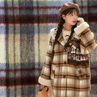 Tissu en tweed mélangé de laine teint en fil à carreaux, en stock auprès des fabricants chinois, pour manteaux, vestes et jupes