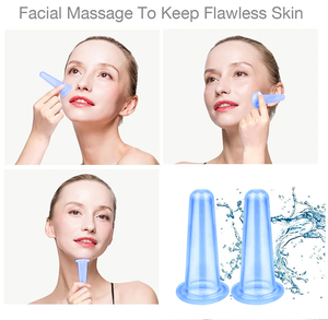 Набор из 4 прозрачных массажных банок для китайского массажа, силиконовые банки для массажа лица, для уменьшения целлюлита - Product Image 3