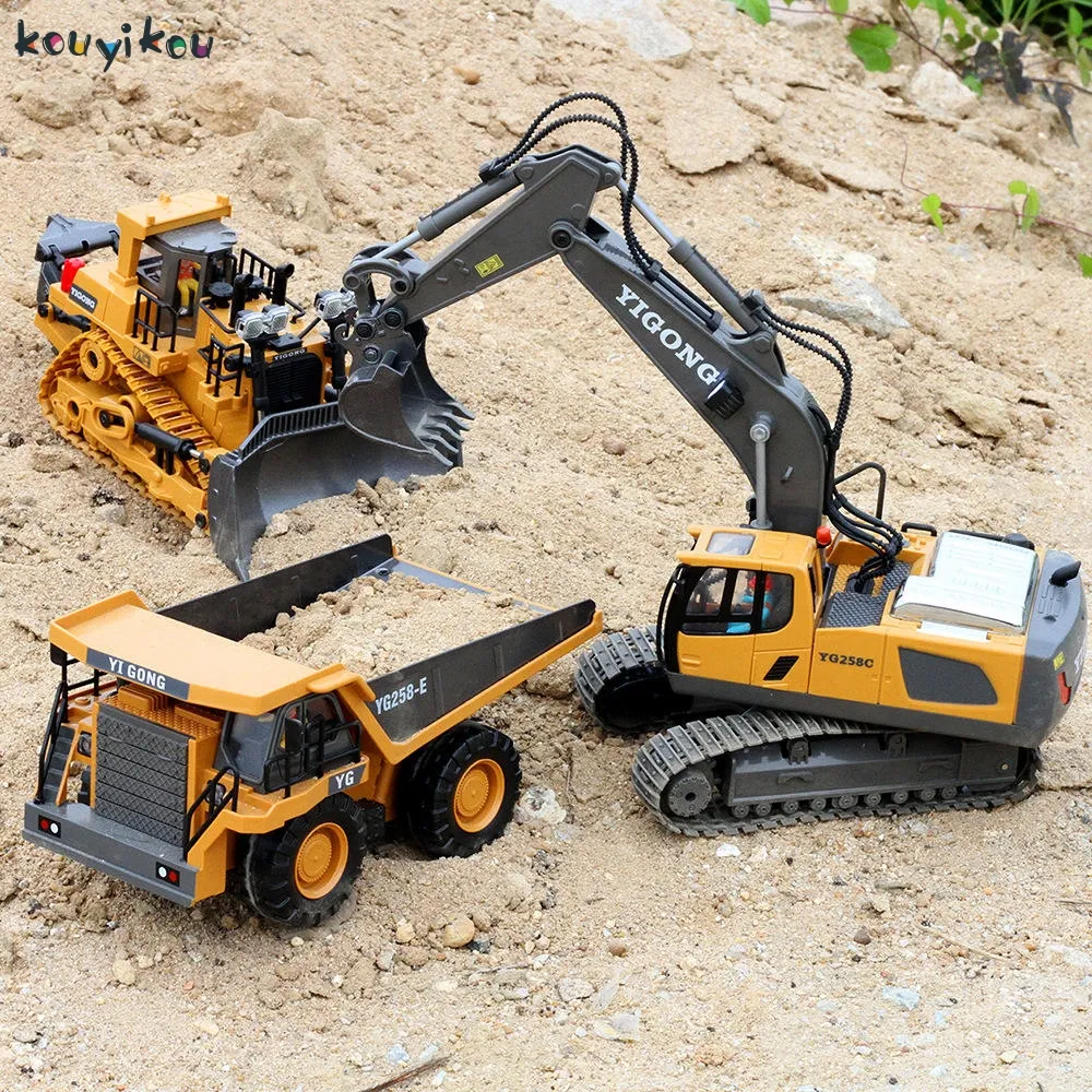 Kouyikou Exceptional 1:20 2.4G 11 Channel Alloy Excavator Rc Excavator Rc Car Toys Educational Toys for Kids with Light Music