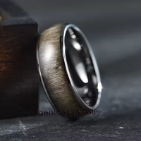Gentdes Jewelry New Design Men Rings 8mm High Polished Comfort Fit Bird Eye Maple Inlay Tungstène Ring