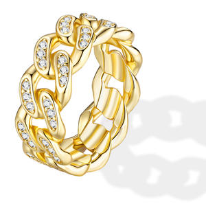 0.66CTW Moissanite cadena cubana chapado en oro plata esterlina 925 estilo Hip Hop para hombres y mujeres joyería anillo de regalo - Product Image 1