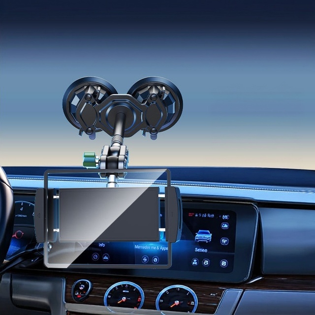 Off-Road Dual Suction Cup Car Tablet Mount, Front Center Console Holder for iPad & Phone Navigation Video Shooting