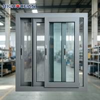 Fenêtres coulissantes en aluminium antivol RICHOCEAN à triple rail, double vitrage trempé, moustiquaire intégrée, fenêtre de sécurité