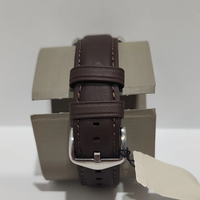 Montre chronographe classique rétro pour homme, bracelet en cuir marron, chiffres romains, cadran blanc, étanche, mouvement à quartz FS.