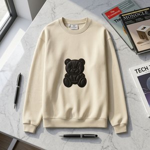 เสื้อสเวตเชิ้ตคอกลมโอเวอร์ไซส์แบบยูนิเซ็กซ์ พร้อมลายปักรูปหมีเท็ดดี้ สไตล์ลำลอง - Product Image 3