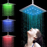 Système de douche de plafond noir pour appartement et hôtel, avec robinet de douche en céramique unique à hydromassage et diode lumineuse, en laiton poli, à jet pluie