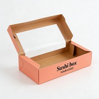 Boîte à sushi personnalisée en gros avec logo et taille sur mesure, impression numérique, boîte alimentaire de qualité alimentaire, emballage pour snacks avec fenêtre transparente