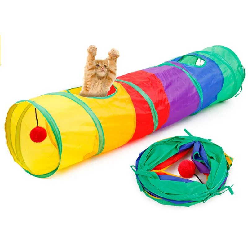 Забавные 3 вида цветов интерактивный складной канал питомца игрушка прочный игровой туннель для кошек трубки с плюшевыми шариками