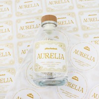Étiquettes autocollantes esthétiques en rouleau avec feuille d'or, personnalisées pour bouteilles en verre, logo, imperméables, adhésives durables, offre directe usine