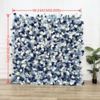 Mur de fleurs artificielles 3D en soie de luxe, 2,4 m x 2,4 m, violet rose, enroulable, pour mariage, fond décoratif, mur de fleurs rose clair