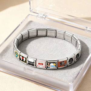 Breloque <span class=keywords><strong>italienne</strong></span> en acier inoxydable pour la fabrication de bracelets DIY, motif coquillage ange, geste de machine à écrire, chansons d'amour, compatible avec les bracelets de 9 mm - Product Image 2