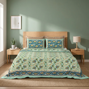 Juego de Edredón de Algodón con Diseño Indio Estilo Bohemio, Estampado y Bordado con Motivos Florales, para Cama Queen y King Size - Product Image 2