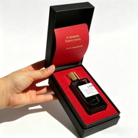 Botella de Perfume de Vidrio Negra al por Mayor, Vacía, Transparente, Rectangular, con Tapa Dorada Mate, 30ml 50ml 100ml, con Caja de Regalo