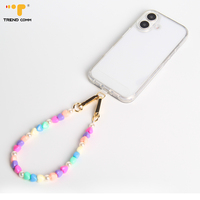 Accessoire acrylique inscriptible de perles de coeur mignon pour iPhone et téléphone portable Dragonne à la mode et porte-clés cadeau lanière de téléphone portable