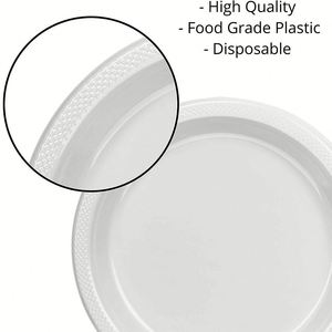 Assiettes en plastique PS résistantes aux fuites, adaptées aux aliments, réutilisables, pour salades, desserts, assiettes rondes en plastique - Product Image 4