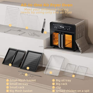 Aifa 24L Freidora de aire grande <span class=keywords><strong>Microondas</strong></span> Horno eléctrico Combo XXL 1800W 10 en 1 Freidora de aire de acero inoxidable doble Horno con asador - Product Image 2