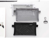Étui de rangement portable pour fournitures scolaires et de bureau, en maille transparente, mignon, carré/ovale