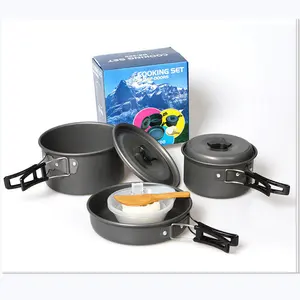 Hot Sale Outdoor Tableware Supplies Aluminum Pot Cookware Set Camping Pot Cooking Pot Set