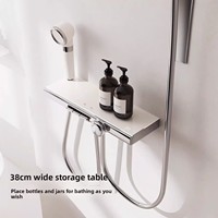 Nouvel ensemble de douche deux pièces en cuivre chromé électrolytique, design minimaliste moderne, avec affichage LED et pommeau de douche carré