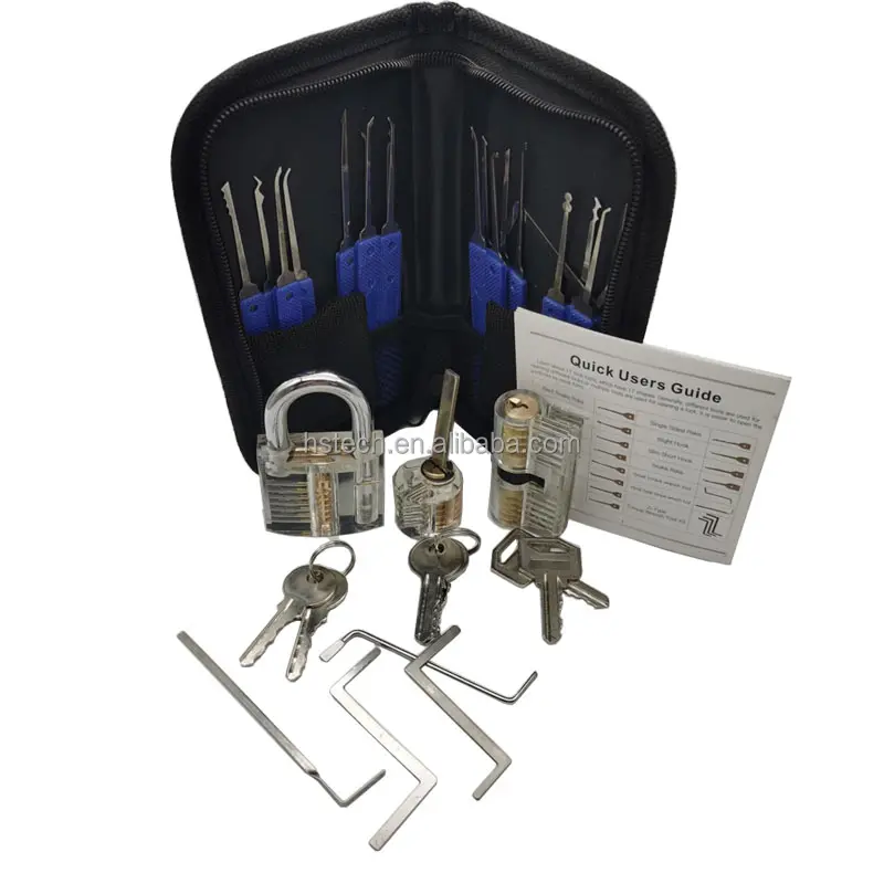 Professional locksmith factory lock pick set 17pcs with 3 pcs practice locking Training Tools Kit for beginner