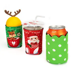 Design personnalisé 3mm 5mm néoprène Noël bière peut manchon bouteille refroidisseur boisson Stubby peut refroidisseur titulaire