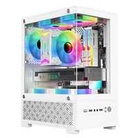 Caja de Computadora Torre Media AY T8 DIY con Lateral Completamente Transparente, Puertos USB Frontales, Placa Base ATX MicroATX para PC de Escritorio, Metal sin Columna