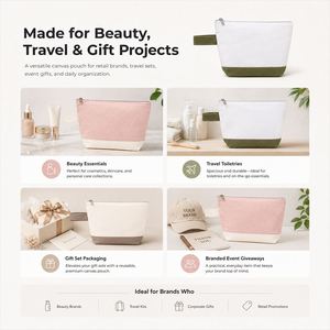 Custom PU <b>Leather</b> Bottom Canvas Cosmetic <b>Bag</b> Printed Logo for Travel <b>Toiletries</b> Beauty Gift Set Packaging Event Giveaways <b>Bags</b> - Product Image 4