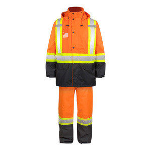 Custom Logo High Visibility Rain Coat Waterproof Breathable Reflective Safety <b>Raincoat</b> for Construction Worker - Product Image 1