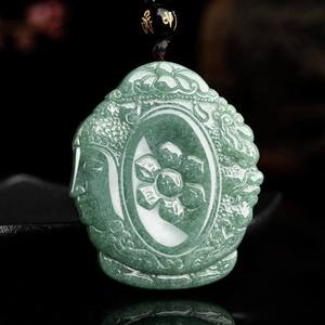 Colgante de Jadeíta Natural Bodhisattva Manjusri Verde Haba, Estilo Chino UNISEX, Regalo con Certificado de Tasación FG66 - Product Image 3