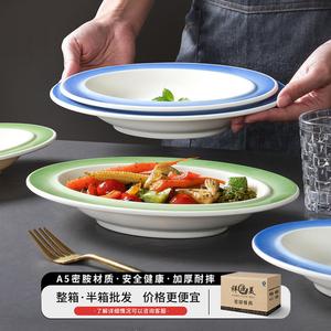 <b>Melamine</b> Oval <b>Plates</b> 12 Inch Colorful Rim Pasta Serving Dish For Restaurant Hotel Use - Product Image 3