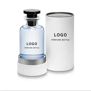 Precio especial Etiquetas personalizadas Botella de perfume Embalaje 50ml 100mL Botella de spray vacía de vidrio Botella de perfume de lujo con caja y tapa