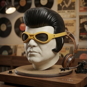 Masque en latex style rock and roll Elvis avec perruque, thème amusant et original pour déguisement d'Halloween, mascarade, cosplay, 18 ans et plus - Product Image 1